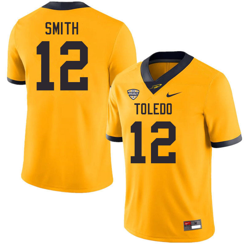 Toledo Rockets #12 Avery Smith College Football Jerseys Stitched Sale-Gold